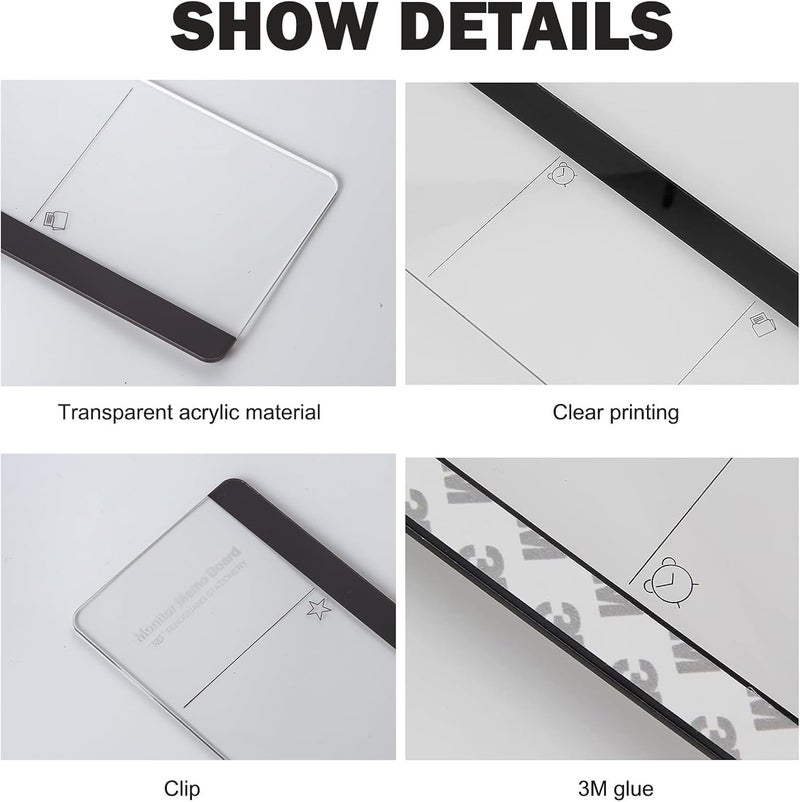 Zcxbeh Office Desk Accessories 2pcs Multifunction Computer Monitor Memo Board - Office Supplies for Women Men Computer Sticky Note Holder Home Decor (function Monitor Memo Board) - Image 3